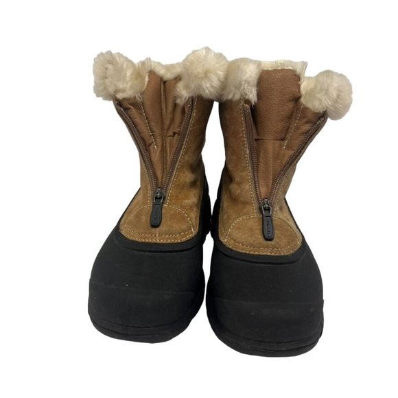 SOREL Snow /Rain Boots Black & Tan Short Zip Suede  US:6 - Picture 1 of 14